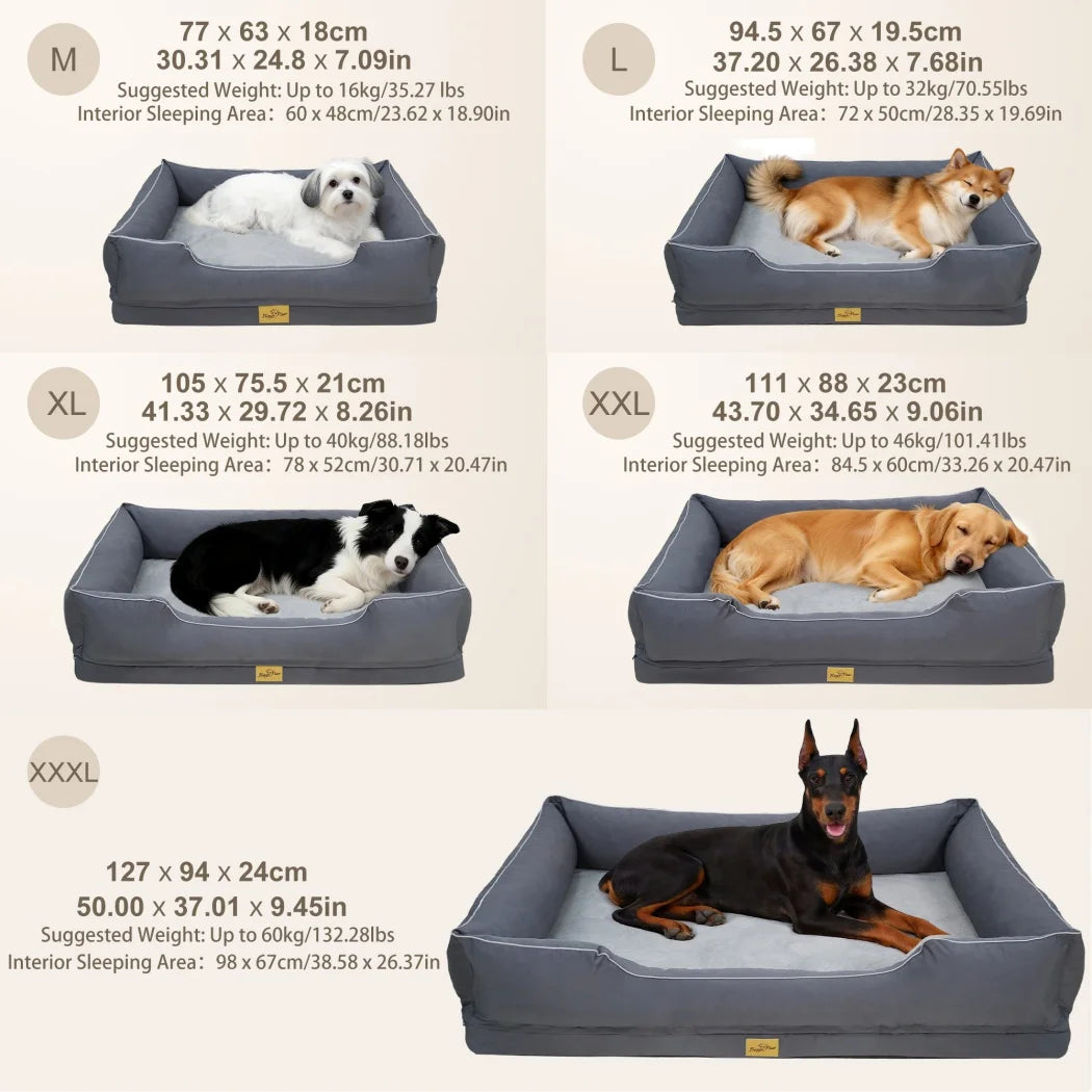 Extra Large Orthopedic Dog Bed Soft Calming Pet Sofa Couch Enhanced Bolster Deep Snuggle Bed
