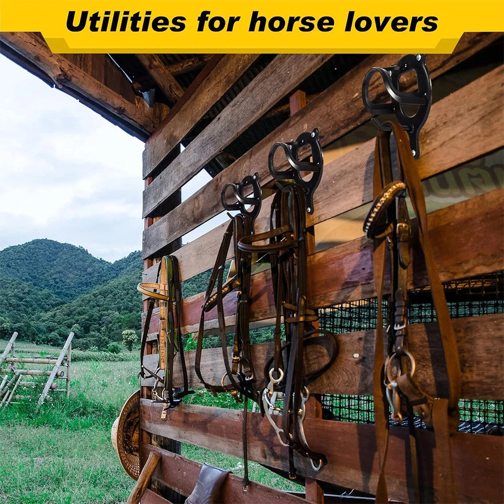 Horse Bridle Rack Metal Bridle Hooks Wall Mounted Horse Tack Storage Halter Hanger Bridle Holder for Horse Barn Supplies