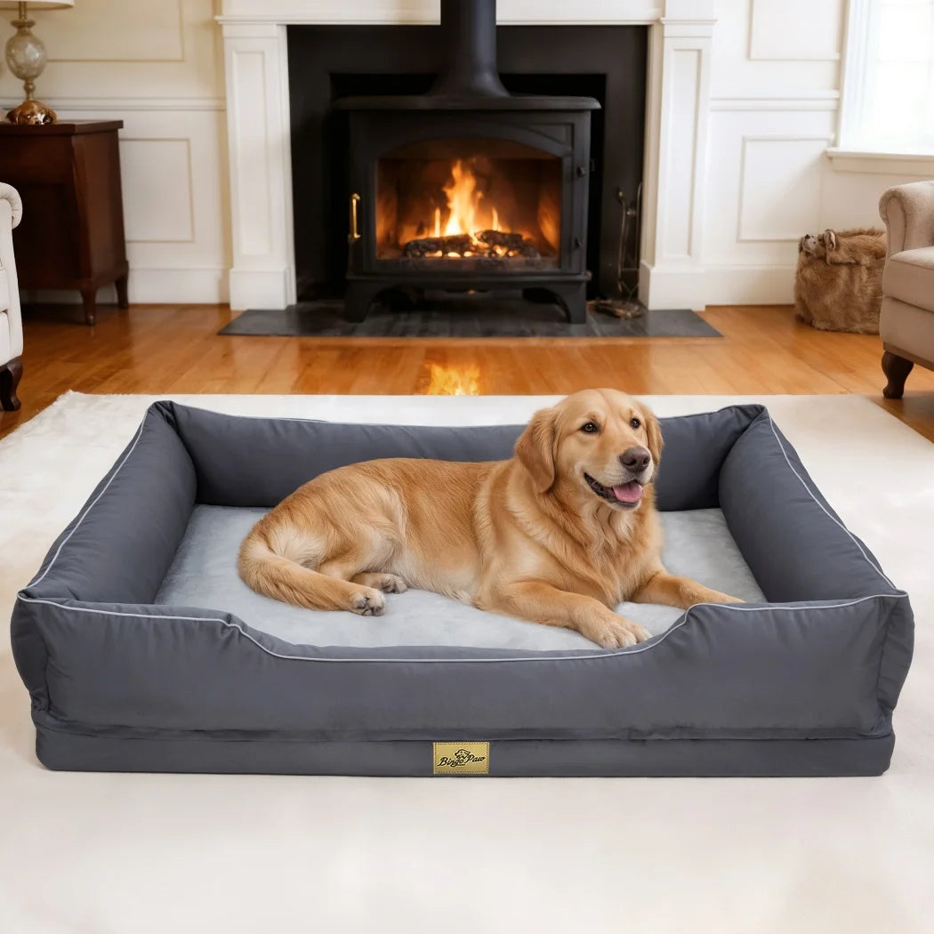Extra Large Orthopedic Dog Bed Soft Calming Pet Sofa Couch Enhanced Bolster Deep Snuggle Bed