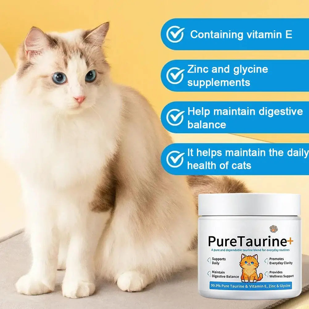 200G Cat body Health care powder 99.9% pure taurine VE Zinc Supports Digestion&Enhancing Immunityfor Pets with Sensitive Intesti