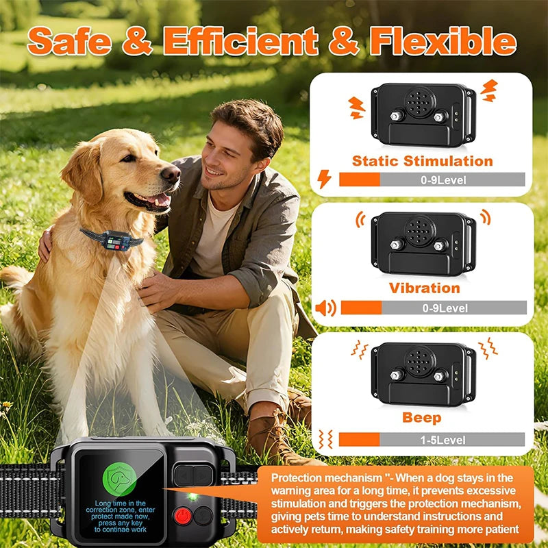 GPS Dog Wireless Fence Coverage Range 49-6561 Feet IP67 Waterproof Adjustable Training Modes GPS Positioning Outdoor Use Only