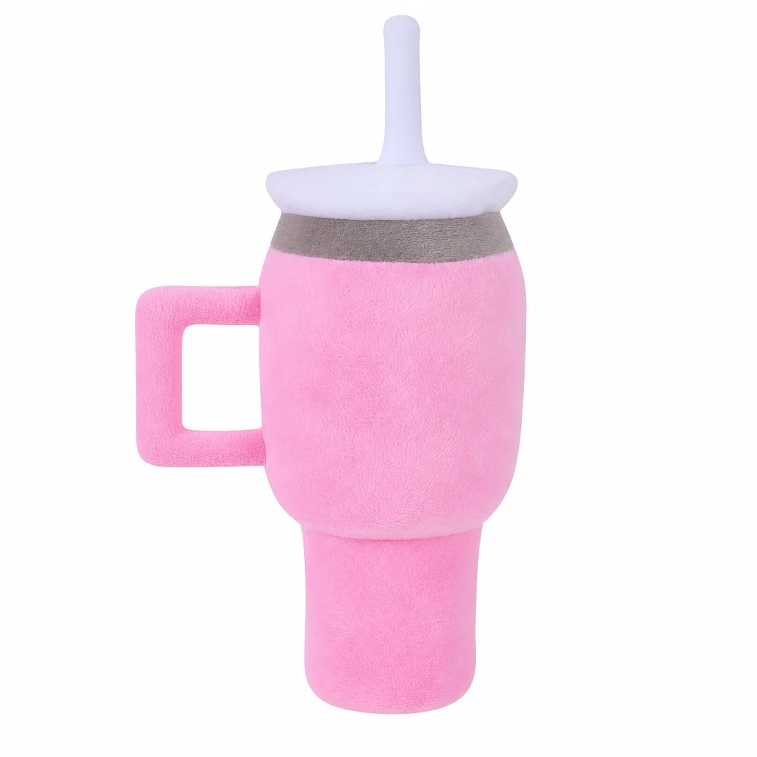 Fashion Pink Tumbler Pet Plush Doll, Lovely Cup Shape Stuffed Toy, Ideal Daily Entertainment Gift for Dogs