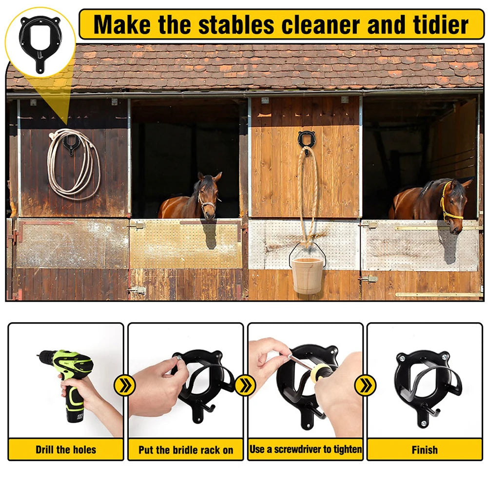 Horse Bridle Rack Metal Bridle Hooks Wall Mounted Horse Tack Storage Halter Hanger Bridle Holder for Horse Barn Supplies