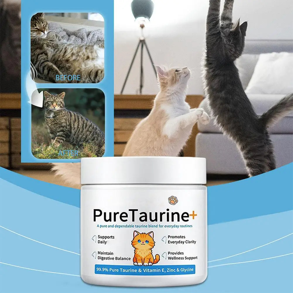 200G Cat body Health care powder 99.9% pure taurine VE Zinc Supports Digestion&Enhancing Immunityfor Pets with Sensitive Intesti